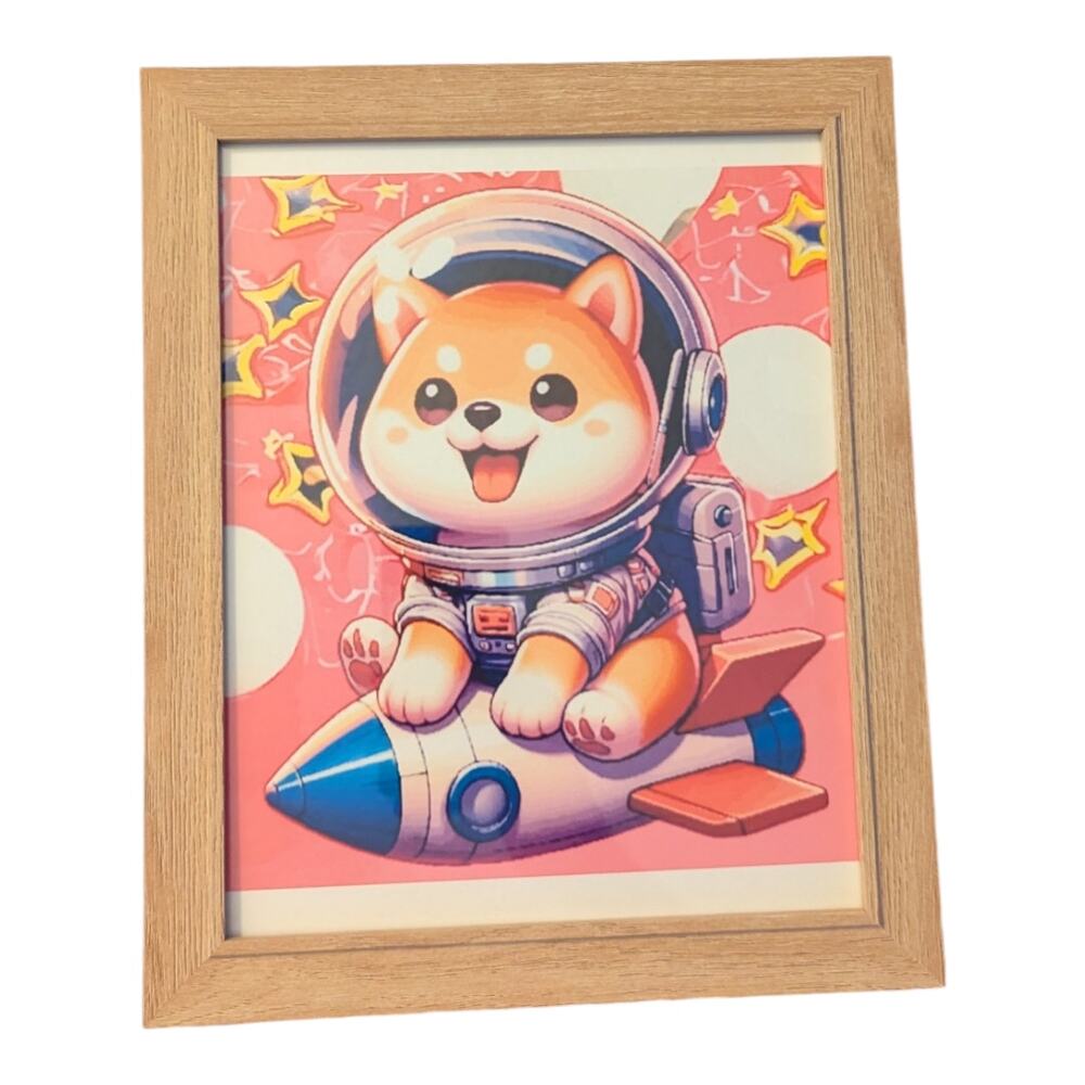 Shiba Astronaut Dog Wall Art Home Decor Kids Room Framed Brand New Art Print